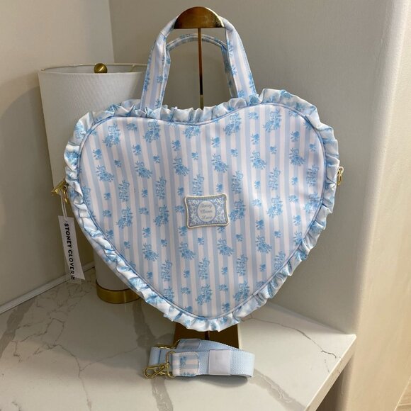 Stoney Clover Lane Heart High Tea Printed Ruffle Heart Tote Bag ruffle SCL - Picture 1 of 13